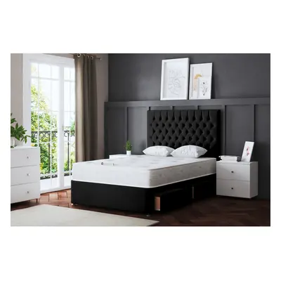 (Small Single, Black) Seraphine Divan Upholstered Bed with Four Drawers