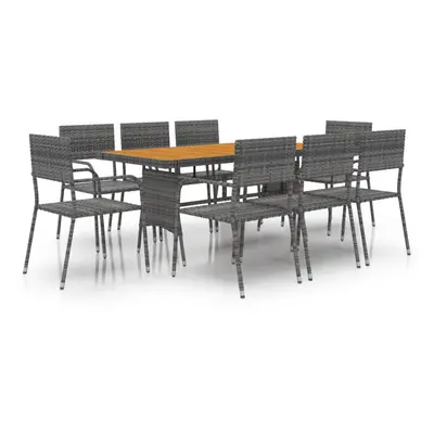 (grey, piece) vidaXL Outdoor Dining Set Poly Rattan Garden Table Chair Black/Grey 7/9 Piece