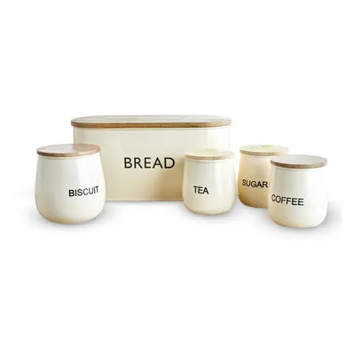 Tower T826212CHA Piece Storage Set with Bread Bin, Biscuit Tin and Storage Canisters, Stainless 