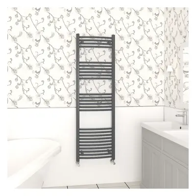 (1600x500mm, Anthracite) NRG Curved Central Heating Towel Rail Bathroom Heated Rad Radiators Lad