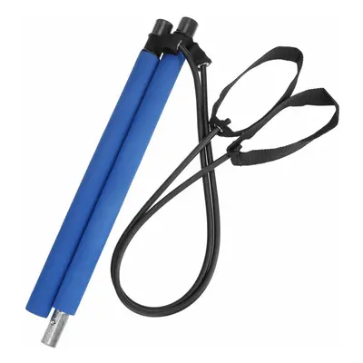 (Blue) Portable Yoga Exercise Pilates Bar Resistance Bands Workout Gym Stick Fitness Tools