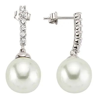 Jewelco London Ladies Sterling Silver Cubic Zirconia & Simulated Pearl Eternity Drop Earrings 13