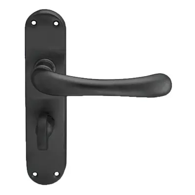 PAIR Smooth Rounded Lever on Shaped Bathroom Backplate x 42mm Matt Black