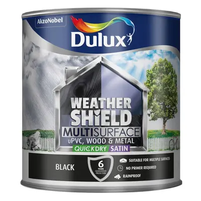 Dulux Weather Shield Multi-Surface Quick Dry Satin Paint, 2.5 - Black