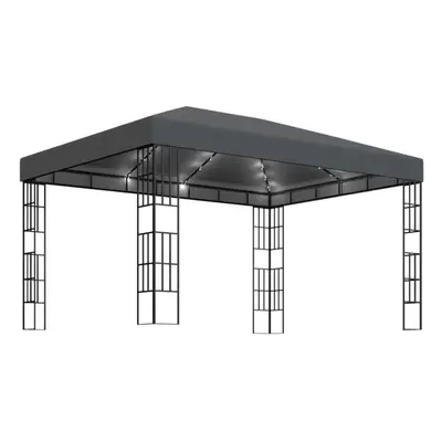 vidaXL Gazebo with LED String Lights 3x4m Anthracite Outdoor Pavilion Sunshade