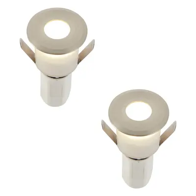 2 PACK Recessed Decking IP67 Guide Light - 1.2W Cool White LED - Satin Nickel