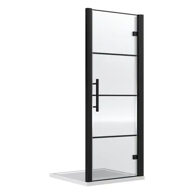 Sonic 8mm Toughened Safety Glass Hinged Shower Door, Black, 800mm - Balterley