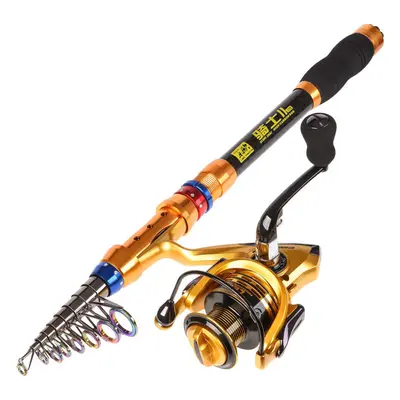 (2.1m) 1.8-3.6M Carbon Telescopic Fishing Rod Reel Combo Travel Spinning Fishing Pole Sets