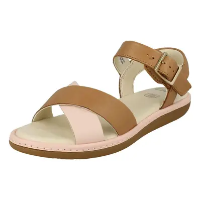 (UK 11.5 Child, Tan (Brown)) Girls Clarks Criss-Cross Detailed Sandals Skylark Pure K - F Fit