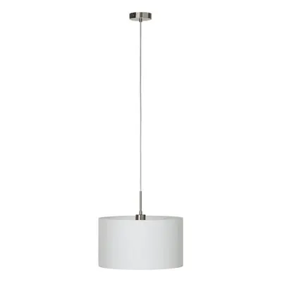 Pendant Light Colour Satin Nickel Steel Shade White Fabric Bulb E27 1x60W