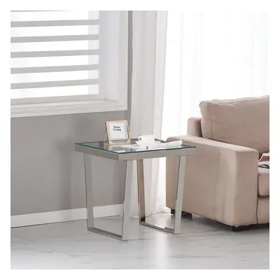 (End Table) Charles Jacobs Console | Coffee | End Table Clear Glass Furniture With Stainless Mir