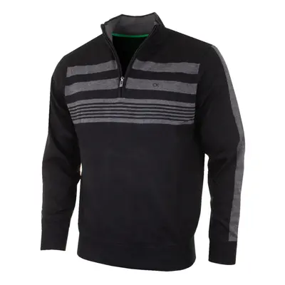 (S, Black) Calvin Klein Golf Mens CK Stripeblock Lined Sweater