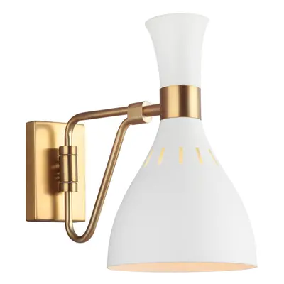 Wall Light Sconce Matte White / Burnished Brass LED E27 60W Bulb