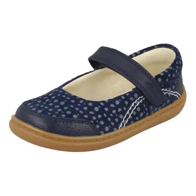 (Navy, UK Child) Girls Clarks Mary Jane Shoes Flash Stripe - G Fit