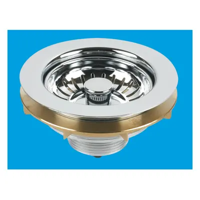 McAlpine BSW-BR-CP 1Â½" Basket Strainer Waste: 113mm Chrome Plated Brass Flange: Spring-Loaded P