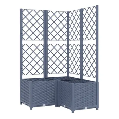 vidaXL Garden Planter with Trellis Plant Pot Flower Pot Planter Blue Grey PP