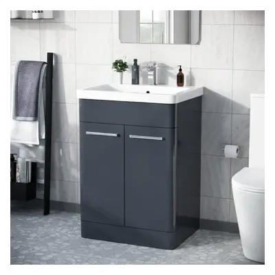 Afern 600mm Freestanding Vanity Unit Cabinet and Wash Basin Anthracite