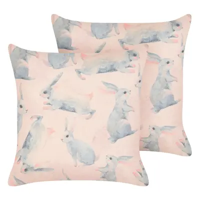 Set of Cushions RATIBIDA Cotton x cm Pink Animal Pattern