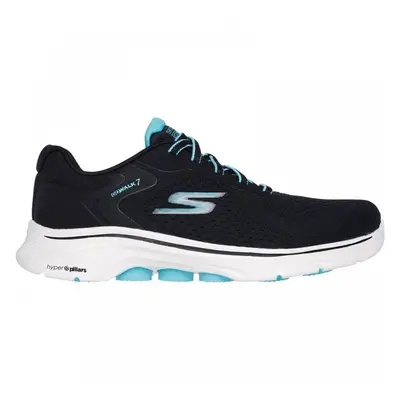 (8 (Adults')) GO WALK - Cosmic Waves | Black/Turquoise | Womens Lace Up Trainers