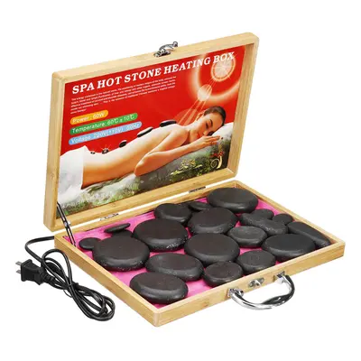 Professional Portable Massage Stone Heater Kit with 22Pcs Therapy Hot Rocks Massage Stones Elect