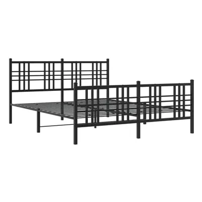 (black, 160x200 cm/with headboard & footboard) vidaXL Metal Bed Frame with Headboard Home Bed Ba