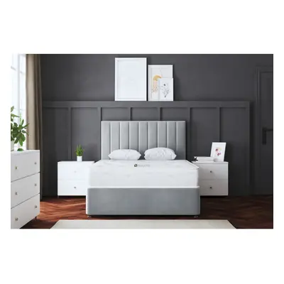 (Small Double, Silver) Amelia Divan Upholstered Bed