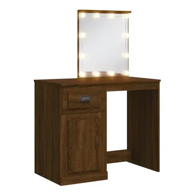 (brown oak) vidaXL Dressing Table with LED Lights Makeup Table Vanity Desk Cosmetic Table