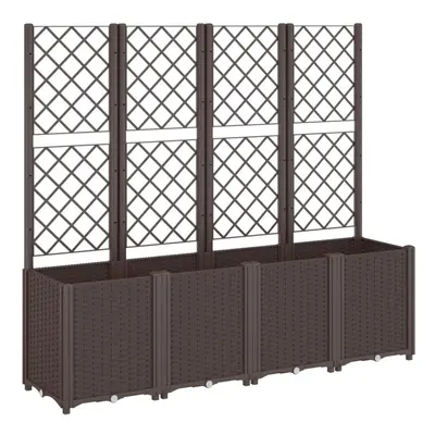 vidaXL Garden Planter with Trellis Outdoor Flower Pot Planter Pot Box Brown PP