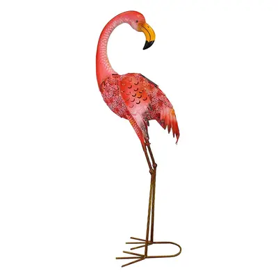 Preening Flamingo Solar Light Garden Ornament