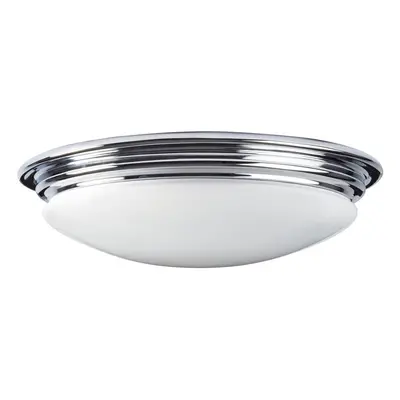 IP44 Bulb Flush Light Ridged Opaque Glass Polished Chrome LED GX53 9W