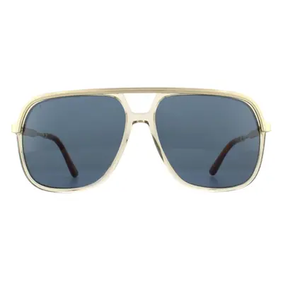 Gucci Sunglasses GG0200S Gold with Light Brown Crystal Blue