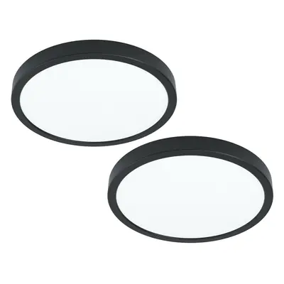 2 PACK Wall / Ceiling Light Black 285mm Round Surface Mounted 20W LED 3000K