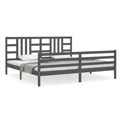 (grey, x cm) vidaXL Bed Frame Platform Bed with Headboard Black Super King Size Solid Wood