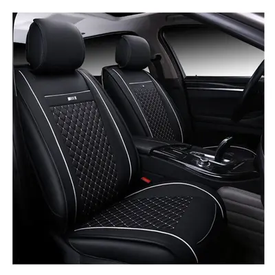 (Black & White) Universal Car Seat Cover 3D Breathable PU Leather Pad Mat for Auto Chair Cushion