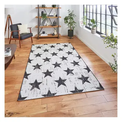 (120x170cm) Santa Monica Indoor Outdoor Star Rug in White Black