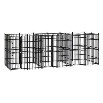 vidaXL Outdoor Dog Kennel Steel 11.06 m? Patio Puppy Enclosure Dog House Cage