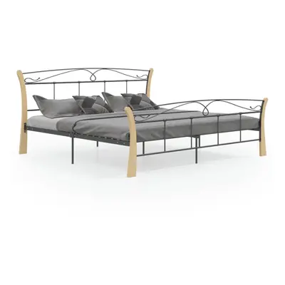 vidaXL Bed Frame Black Metal 200x200 cm Bedroom Furniture Bed Base Bedstead