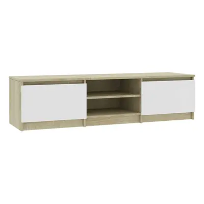 vidaXL TV Cabinet Engineered Wood White and Sonoma Oak TV Unit Media Centre