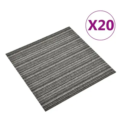 vidaXL 20x Carpet Floor Tiles mÂ² 50x50 cm Striped Anthracite Bedroom Office