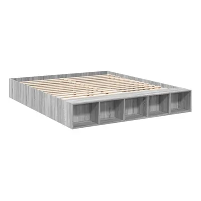 vidaXL Bed Frame Bed Base Grey Sonoma 180x200 cm Super King Engineered Wood