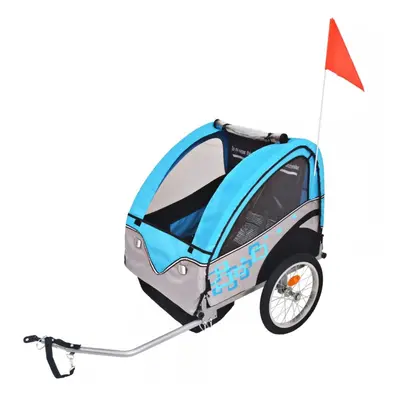 vidaXL Bike Trailer Cargo Bike Wagon Kids Bicycle Trailer Grey and Blue kg