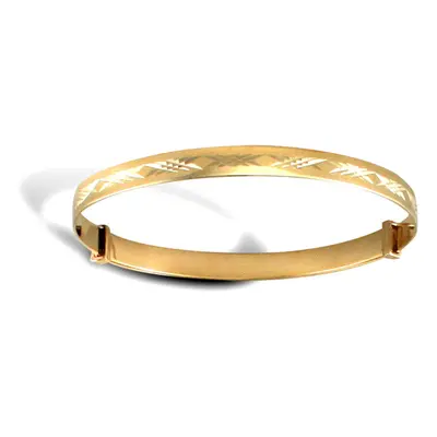 Jewelco London Kids Solid 9ct Yellow Gold Diamond Cut 3.5mm Expanding Baby Bangle Bracelet - JKB