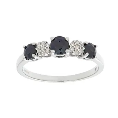 (I) Jewelco London 9ct White Gold Ladies Diamond and Sapphire Ring