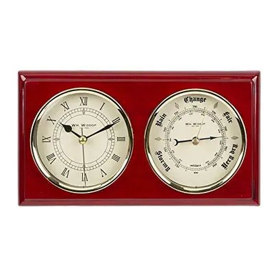 Widdop Wm Wooden Clock & Barometer Combo on Plaque- Roman Numerals W7930