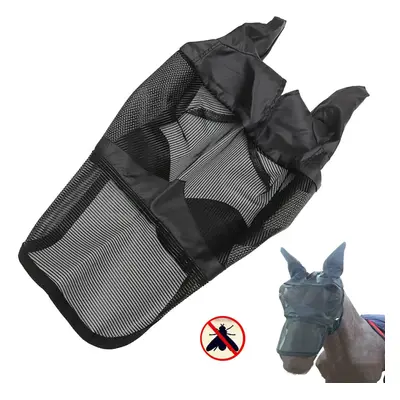 Equestrian Horse Anti-flies Anti-UV Mask Hood Horse Full Face Mesh Fleece Padded Midges