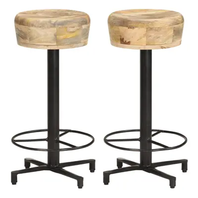 vidaXL 2x Solid Mango Wood Bar Stools cm Wooden Bistro Pub Counter Chair