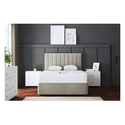 (Single, Cream) Amelia Divan Upholstered Bed