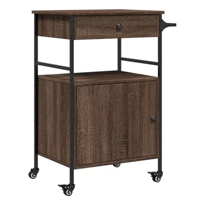 vidaXL Kitchen Trolley Rolling Cart Storage Cart Brown Oak Engineered Wood