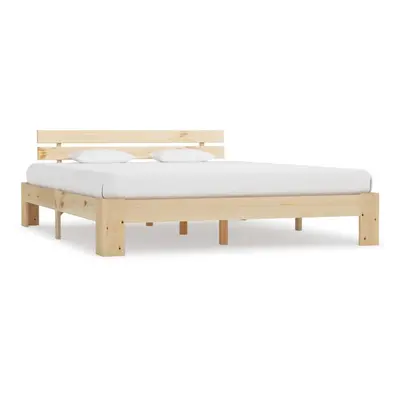 vidaXL Solid Pine Wood Bed Frame Natural 160x200cm Double Bed Bedroom Furniture