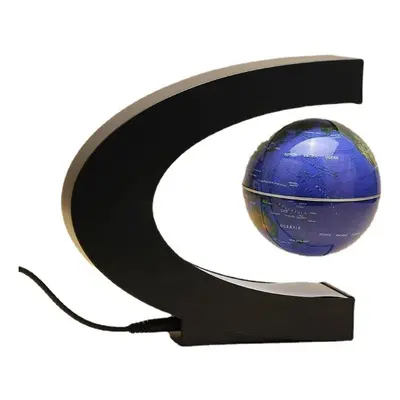 (Blue) C Shape Magnetic Levitation Floating Globe World Map With LED Lights